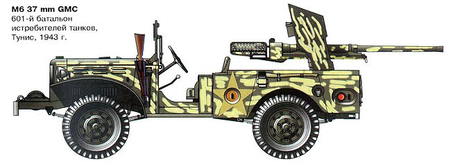         Однако в то время в США не существовало машины, удовлетворявшей этим требованиям, По существу, первая попытка придания противотанковой артиллерии мобильности была предпринята в 1940 году, когда в Европе немецкие танки двигались по дорогам Франции, Штатную 37-мм противотанковую пушку (без колесного хода, разумеется) установили стволом назад в кормовой части кузова новейшего тогда легкового армейского автомобиля-джипа 