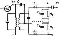 Частотный дискриминатор: ПЧ - промежуточная частота; С - конденсатор: Д