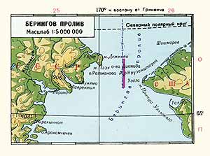 Берингов пролив. Физическая карта