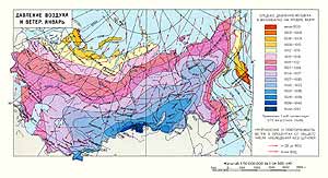 Давление воздуха и ветер. Январь. СССР