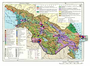 Грузинская ССР, Азербайджанская ССР, Армянская ССР. Экономическая карта