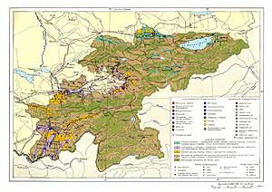 Киргизская ССР, Таджикская ССР. Экономическая карта СССР